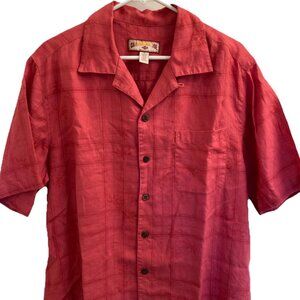 Caribbean Joe Shirt Short Sleeve Button Up Mens Medium 100% Linen Hawaiian